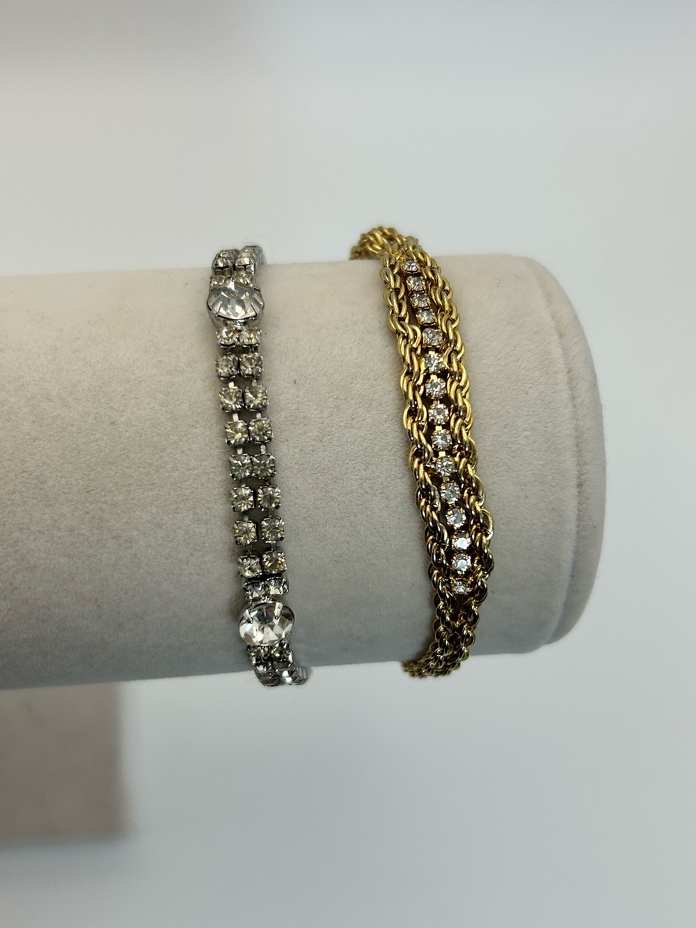 Vintage Dainty Bracelet Pair of 2 Gold Silver Tone Sparkly Day or Night Nice!